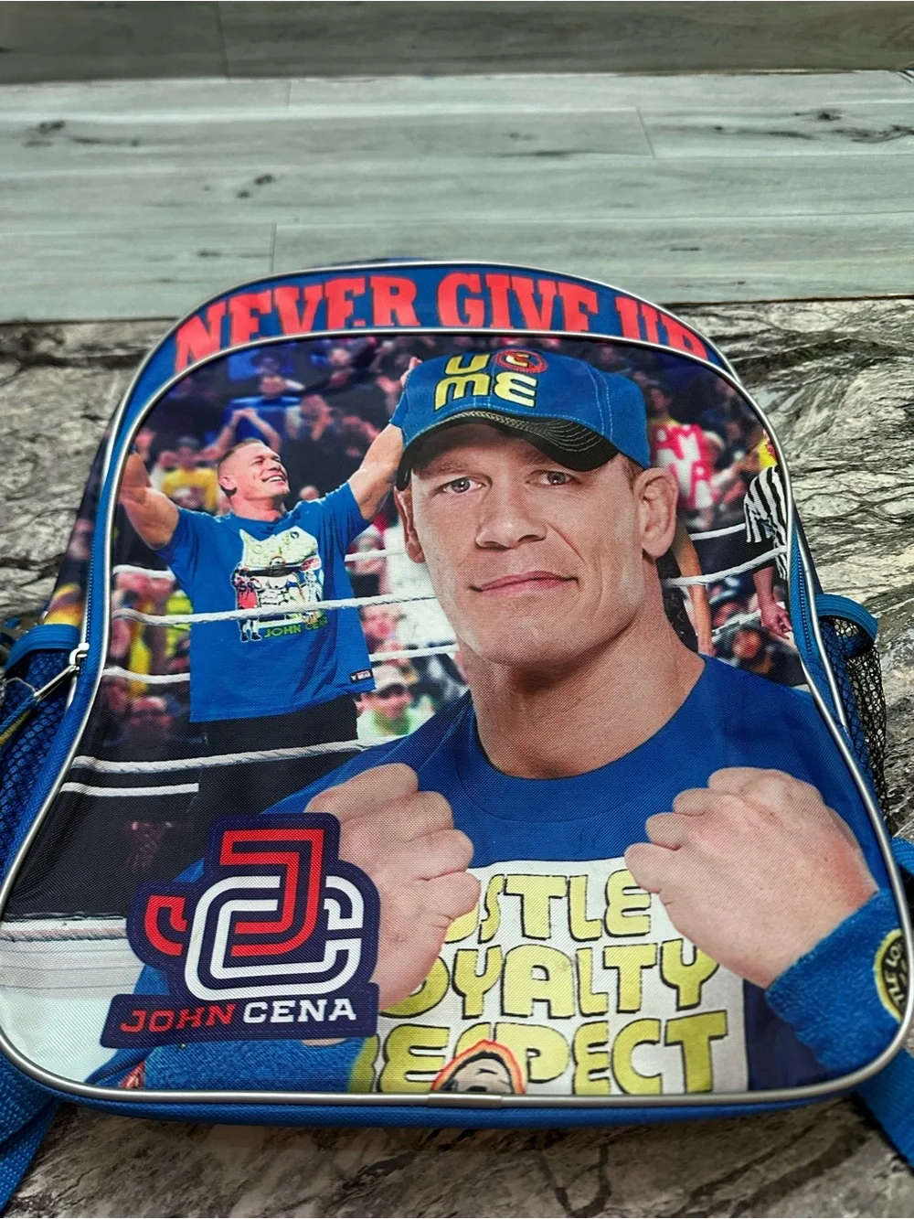 WWE John Cena Blue 'Never Give Up' Kids Backpack